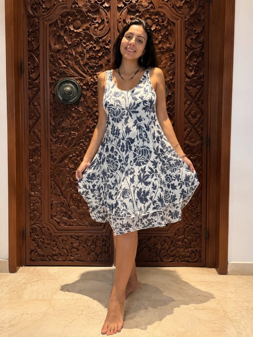 ALLOY Blue & White Floral Dress